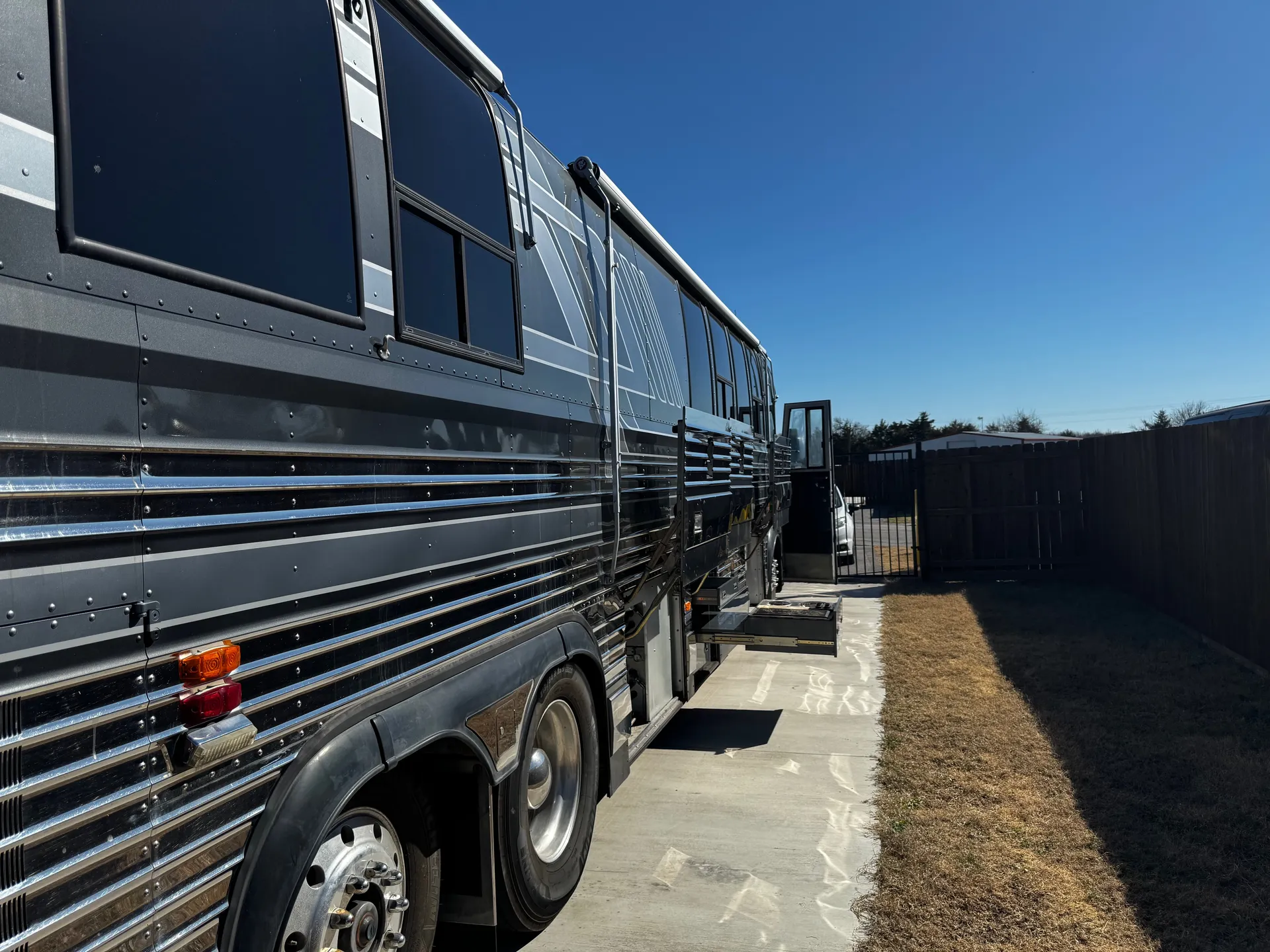 Low angle showing the full 40-foot length