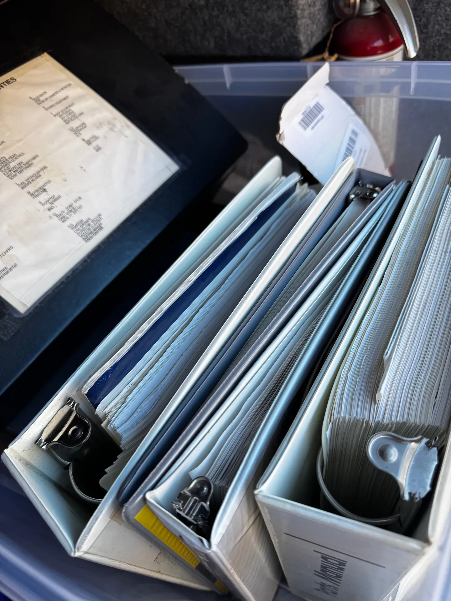 Comprehensive maintenance records in organized binders